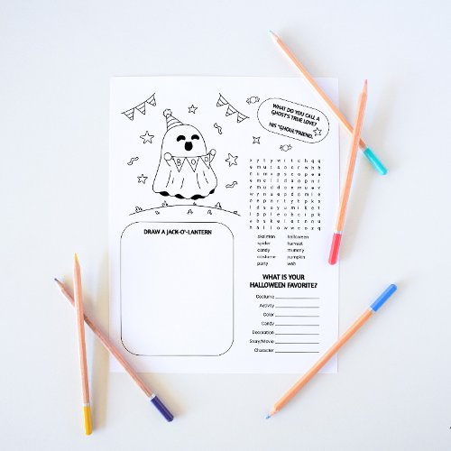 Halloween Childrens Activy Worksheet Notepad