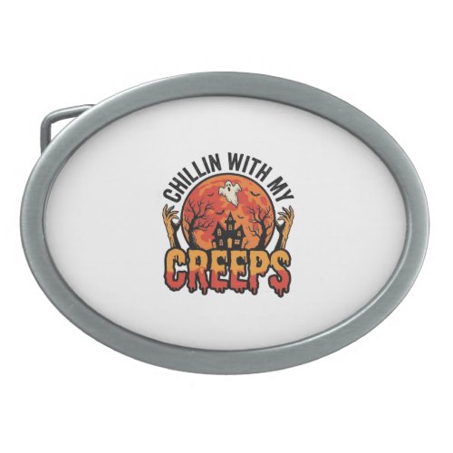 Halloween Chillin With My Creeps Vintage T-Shirt D Belt Buckle