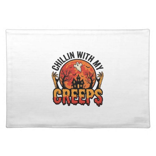 Halloween Chillin With My Creeps Vintage T-Shirt D Cloth Placemat