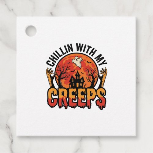 Halloween Chillin With My Creeps Vintage T-Shirt D Favor Tags