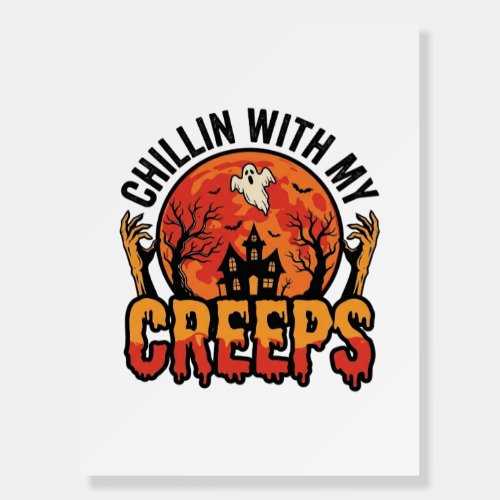 Halloween Chillin With My Creeps Vintage T-Shirt D Foam Board