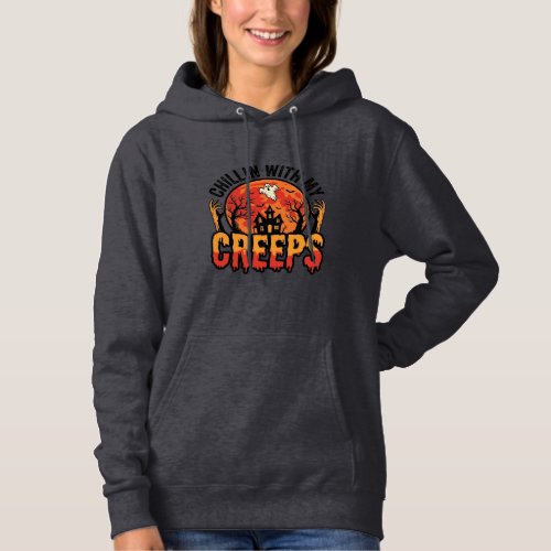 Halloween Chillin With My Creeps Vintage T-Shirt D Hoodie