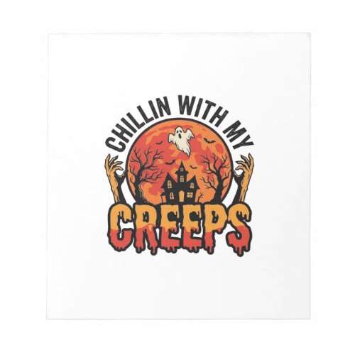 Halloween Chillin With My Creeps Vintage T-Shirt D Notepad