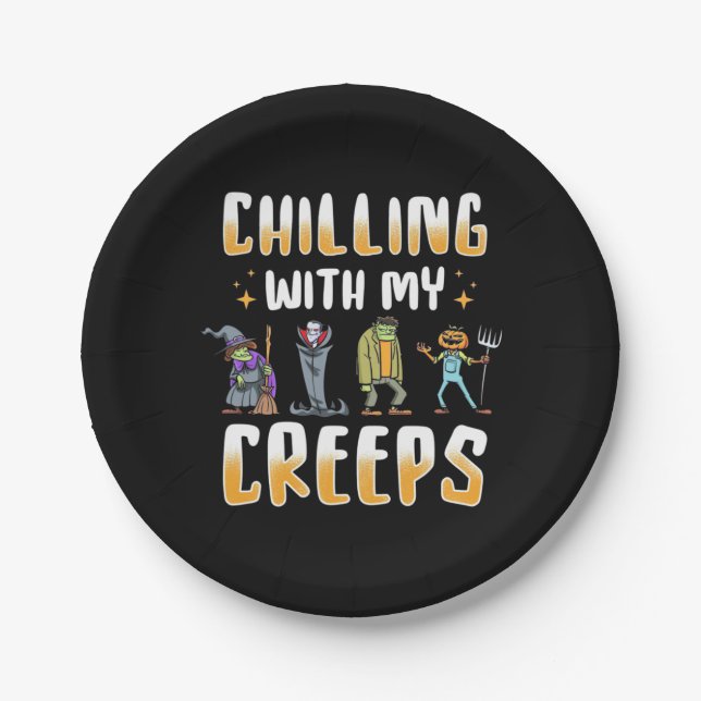 Halloween Chilling With Creeps Paper Plates (Front)