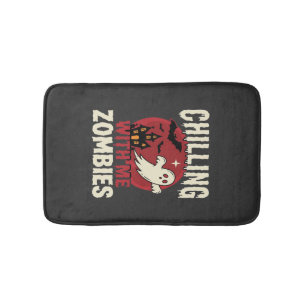 Halloween Chilling With Me Zombies Ghost Design Bath Mat