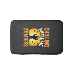 Halloween Chilling With Me Zombies Graphic Bath Mat