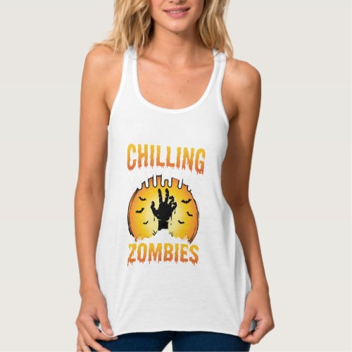 Halloween Chilling With Me Zombies Graphic Tank Top