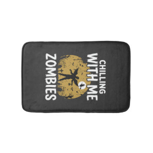 Halloween Chilling With Me Zombies Vintage Graphic Bath Mat