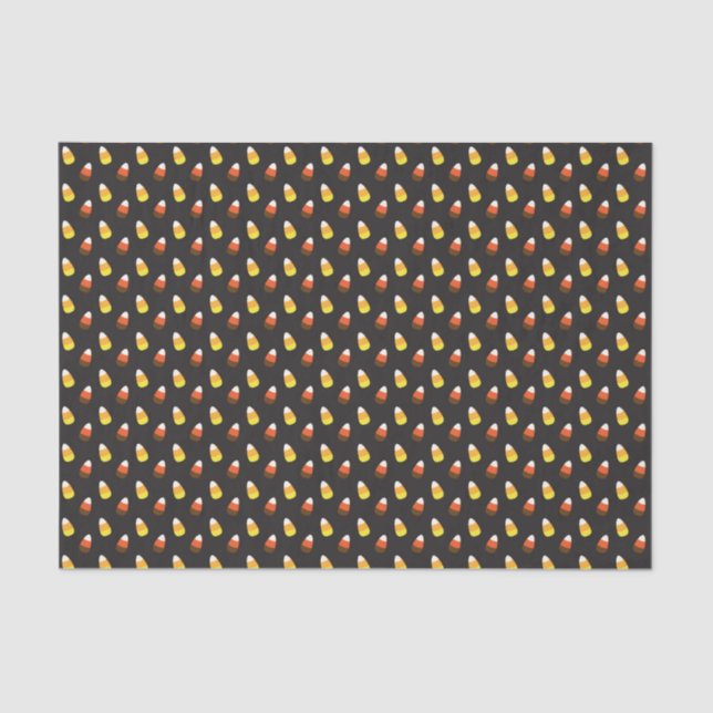 Halloween Chocolate Candy Corn on Black Tissue Paper (Front)