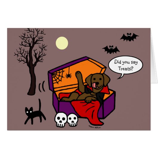 Halloween Chocolate Lab Vampire Cards (Front Horizontal)