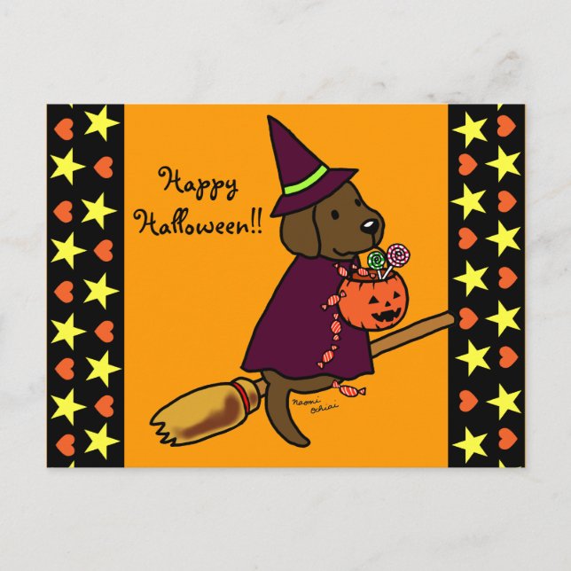 Halloween Chocolate Labrador Cartoon 1 Postcard (Front)