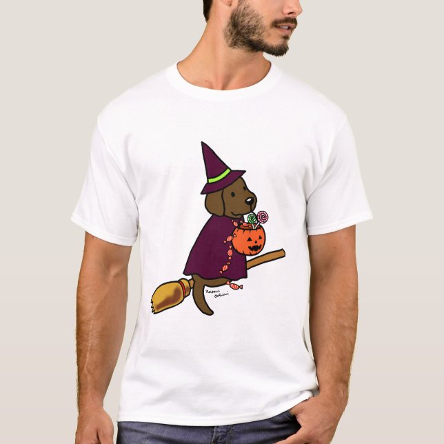 Halloween Chocolate Labrador Cartoon 1 T-Shirt (Front)