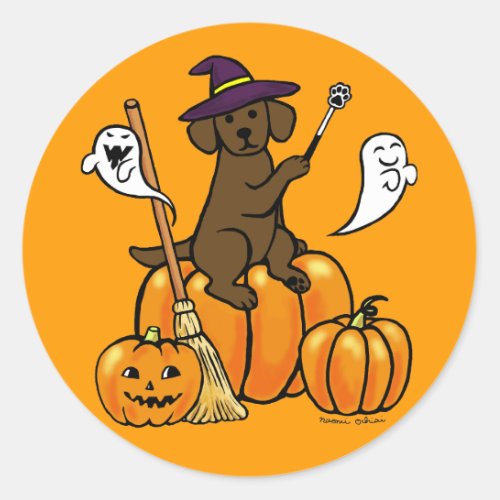 Halloween Chocolate Labrador Cartoon 2 Classic Round Sticker