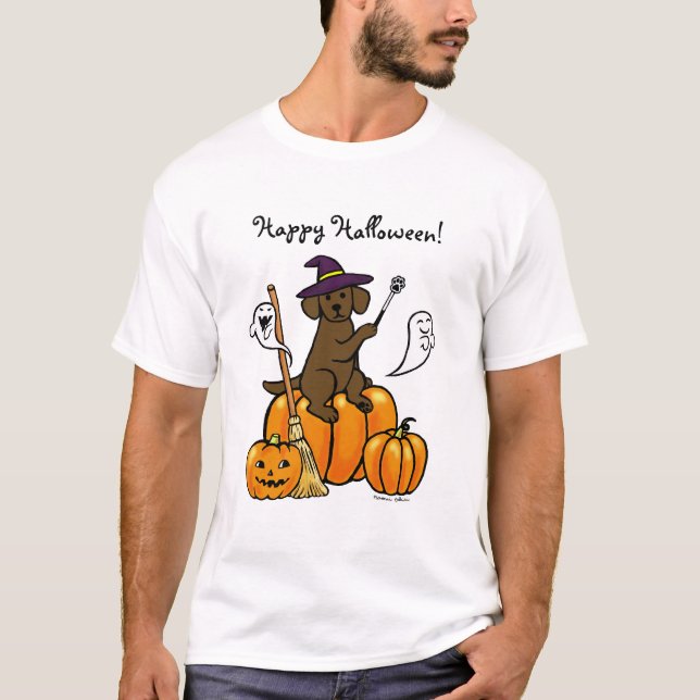 Halloween Chocolate Labrador Cartoon 2 T-Shirt (Front)