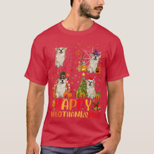 Halloween Christmas Funny Welsh Corgi Dog Hallotha T-Shirt
