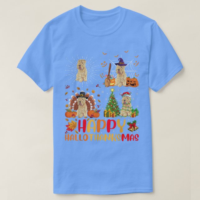 Halloween Christmas Funny Wheaten Terrier Dog Hall T-Shirt (Design Front)