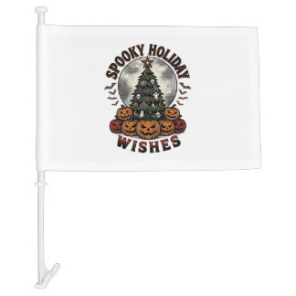 Halloween Christmas Shirt Vintage Pumpkin Tree_1 Car Flag