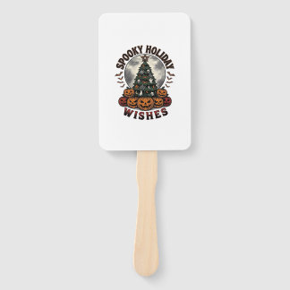 Halloween Christmas Shirt Vintage Pumpkin Tree_1 Hand Fan