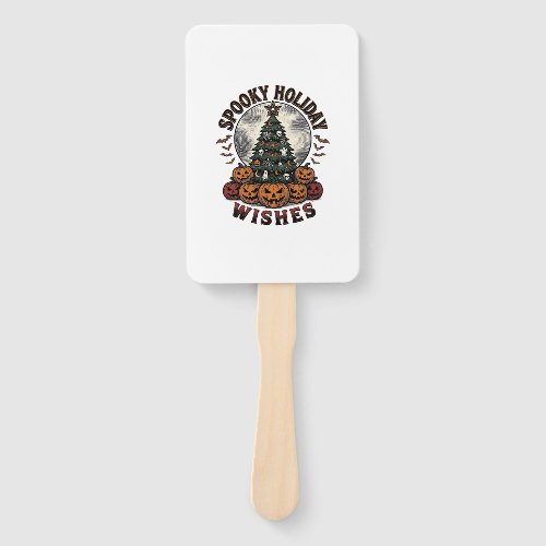 Halloween Christmas Shirt Vintage Pumpkin Tree_1 Hand Fan