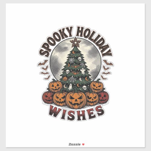 Halloween Christmas Shirt Vintage Pumpkin Tree_1 Sticker