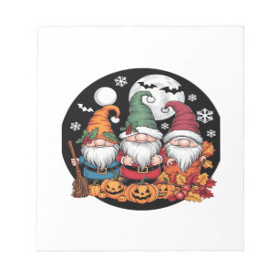 Halloween Christmas Thanksgiving Gnomes Classic T- Notepad