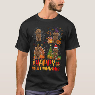 Halloween Christmas Toy Poodle Dog Hallothanksmas T-Shirt