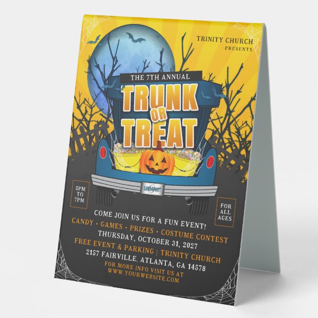 Halloween Church Trunk or Treat Ad Table Tent (Front)