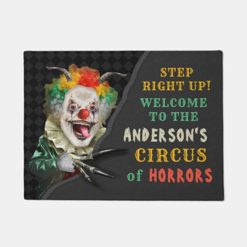 Halloween Circus Clown Scary Carnival Horrors Name Doormat