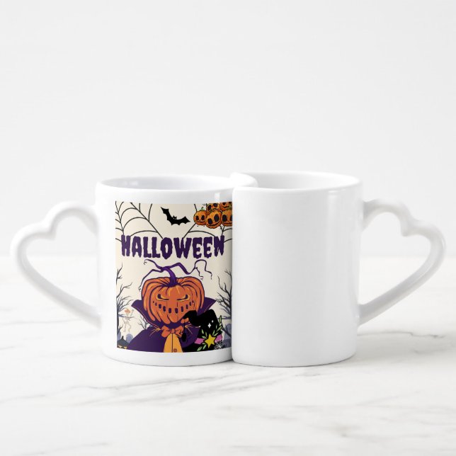 Halloween – citrouille sombre et sorcier coffee mug set (Front Nesting)