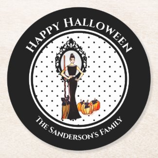 Halloween Classic Elegant Black Dress Polka Dots