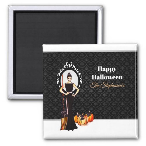Halloween Classic Elegant Long Black Dress Canvas  Magnet