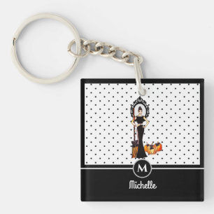 Halloween Classic Elegant Long Black Dress Fashion Keychain