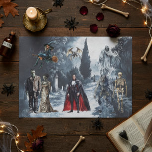 Halloween Classic Monsters Watercolor Tissue Paper