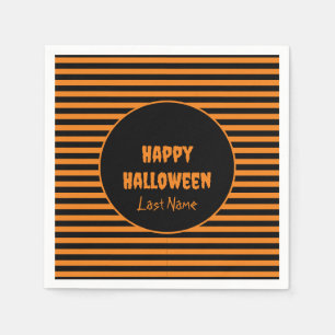 Halloween Classic Orange and Black Striped Napkins