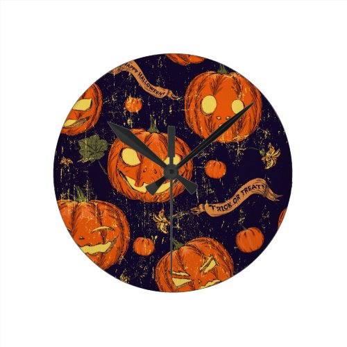 Halloween,classic,pumkin,vintage patten,scary,cute round clock