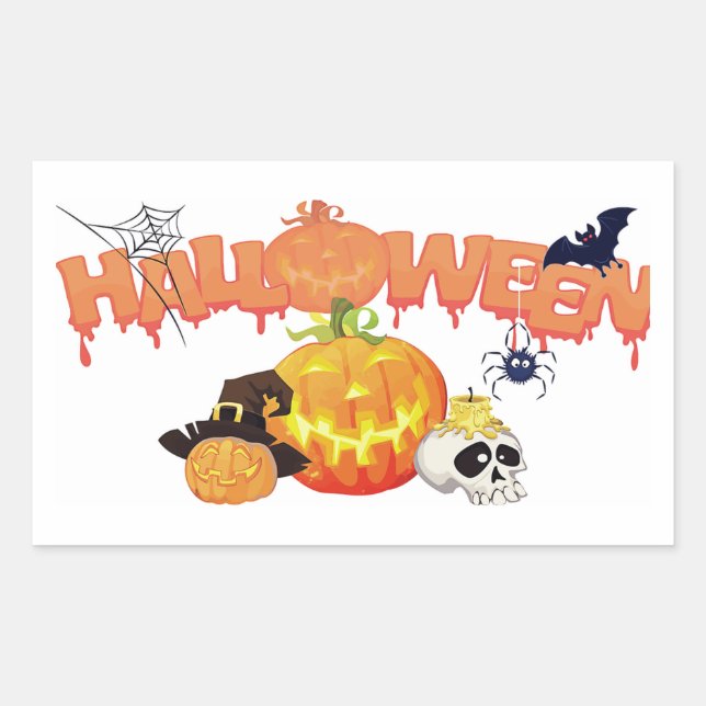 Halloween Classic Round Sticker/Happy Halloween Rectangular Sticker (Front)