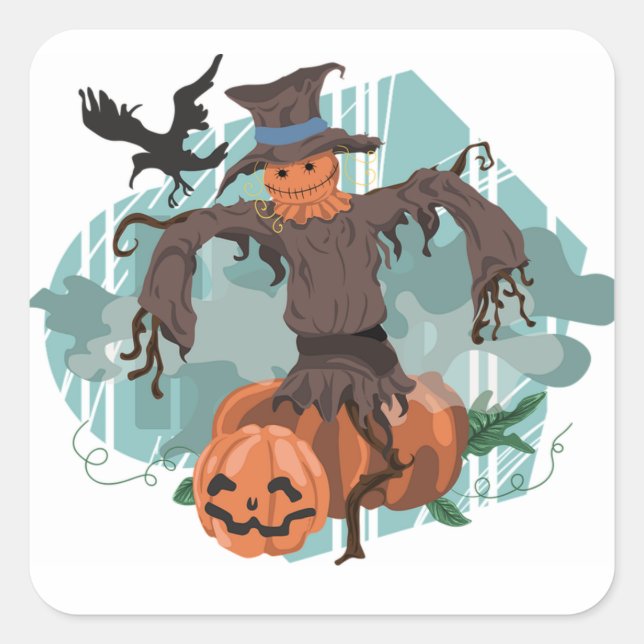 Halloween Classic Round Sticker/Scarecrow Square Sticker (Front)