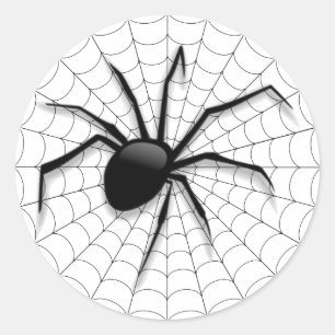 Halloween Classic Round Sticker/Spider and Web Sticker
