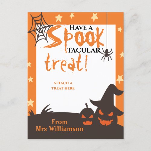 Halloween Classroom Trick or Treat Holder Postcard