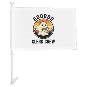 Halloween Clerk BooBoo Ghost Crew Vintage_1 Car Flag