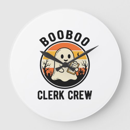 Halloween Clerk BooBoo Ghost Crew Vintage_1 Large Clock