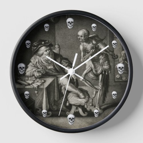 Halloween Clock with Dance of Death ans Skulls