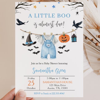 Halloween Clothes Little Boo Baby Shower Invitation