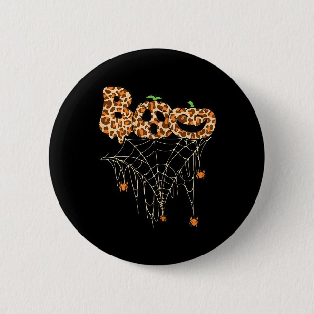 Halloween Clothes Spider Web Fall Pumpkin Cheetah  Button (Front)