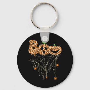 Halloween Clothes Spider Web Fall Pumpkin Cheetah Keychain