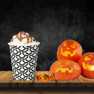 Halloween Cloud Colony of Bats in Black and White Paper Cups