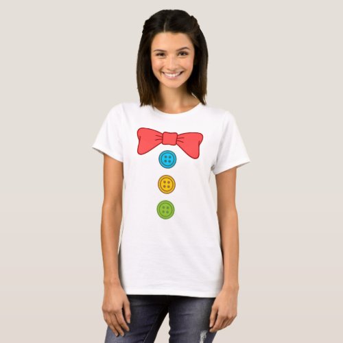 Halloween Clown Costume Bow Tie And Buttons T-Shirt