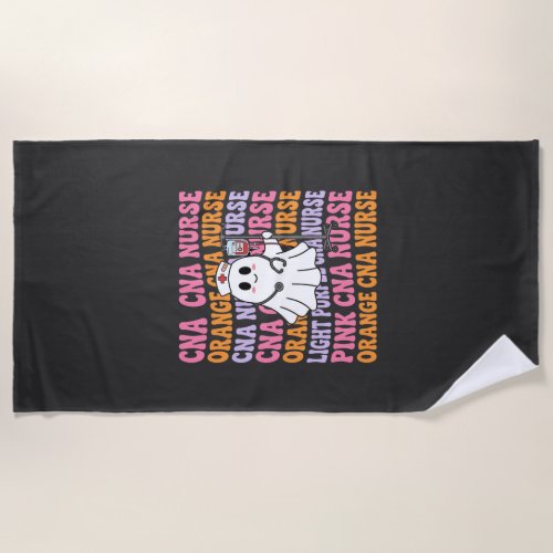 Halloween CNA Nurse Ghost Design Beach Towel