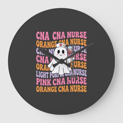Halloween CNA Nurse Ghost Design Large Clock