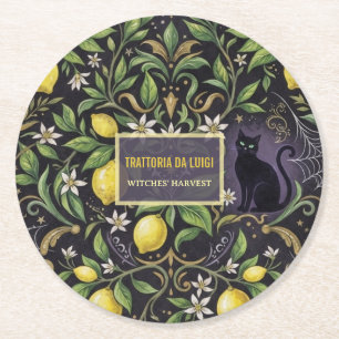 Halloween Coaster Gothic Botanical Lemon Drink Mat